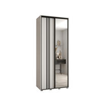 SCHWEBETÜRENSCHRANK 235,2/100/60 2-türig - Schwarz/Weiß, Holz/Metall (100/235/60cm) - Abiks Möbel
