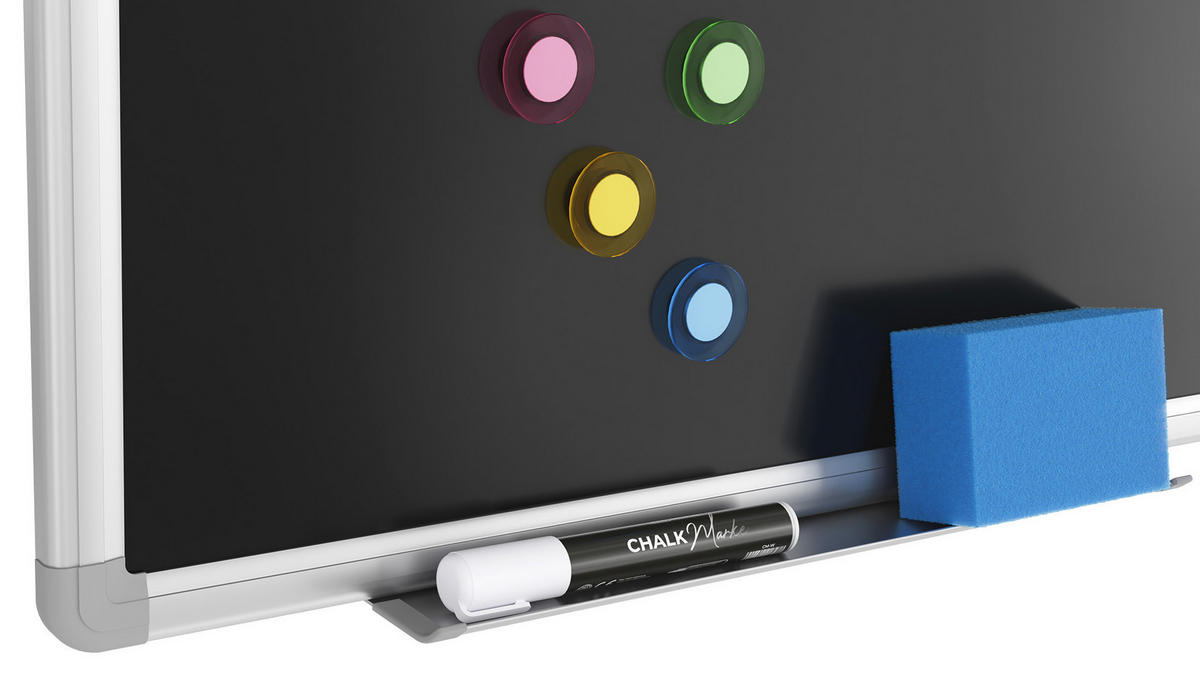 SCHWARZE magnetische Kreidetafel mit Alurahmen Premium EXPO 120x90cm - Schwarz, Metall (120/90/1.6cm) - ALLboards