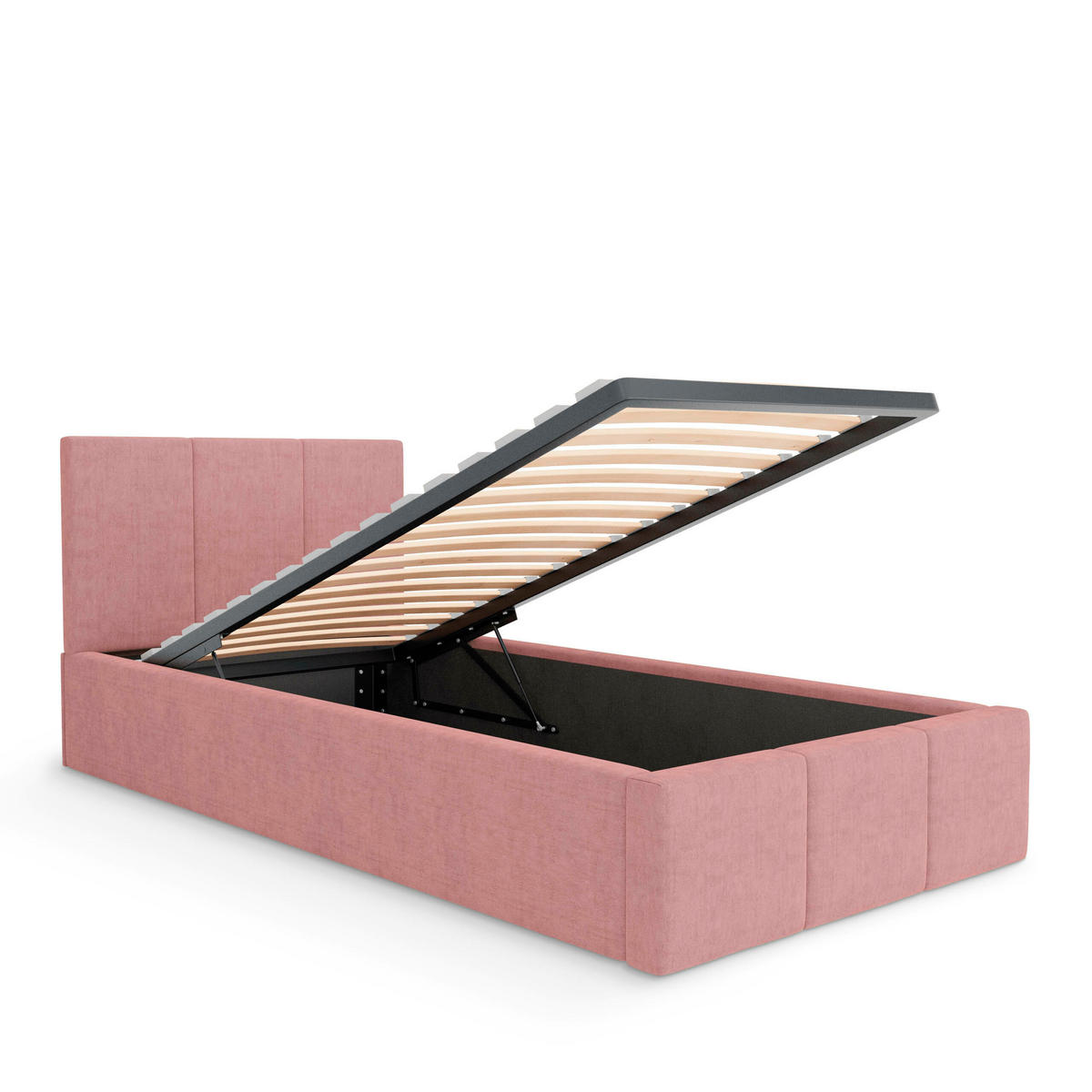 POLSTERBETT für Schlafzimmer Bett mit Stauraum Rosa 90x200cm Kopfteil 120cm - Rosa, Holzwerkstoff/Metall (90/200cm) - Muralo