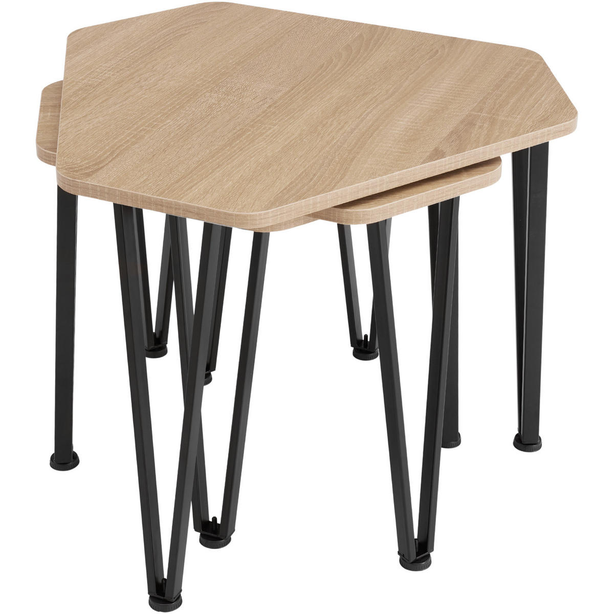 BEISTELLTISCH-SET Torquay,stapelbar,Industrial Holz hell, Eiche Sonoma - Naturfarben, Holzwerkstoff (58.7/52/45.5cm) - tectake