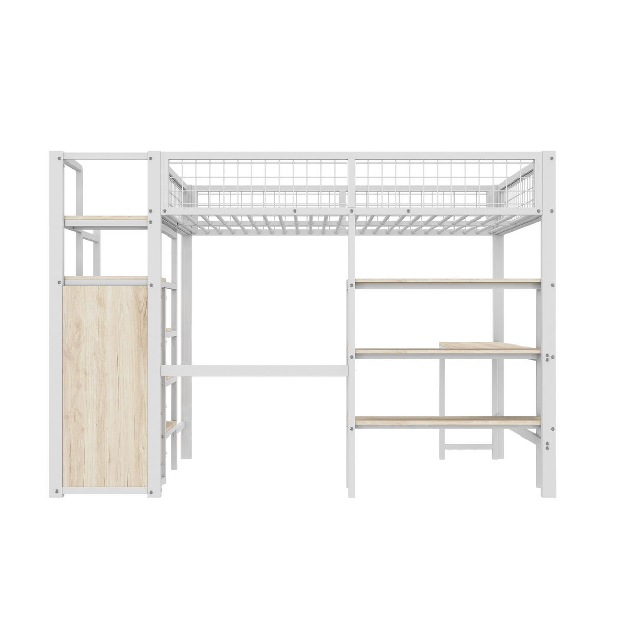 HOCHBETT 140x200cm Weiß Metall Ablageleiter Regale Schreibtisch Einbauschrank - Weiß, Holz (140/200cm) - FLIEKS