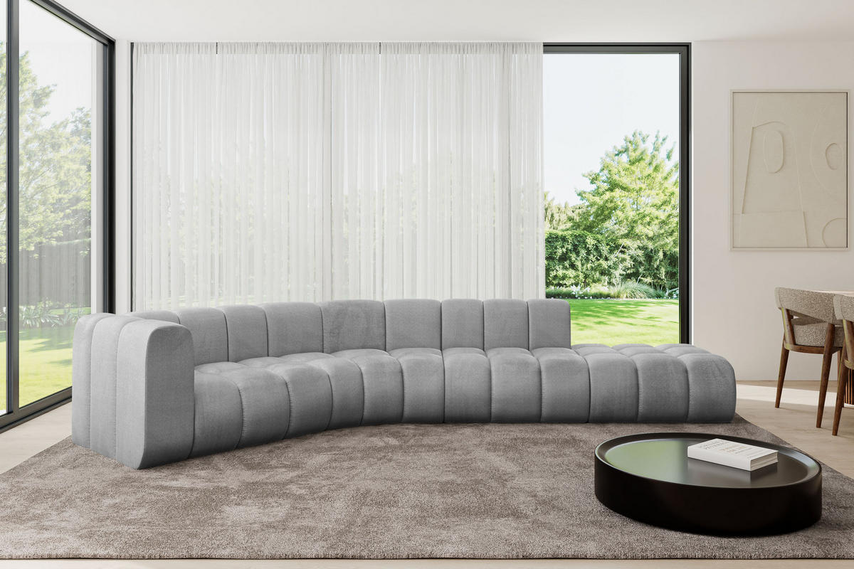 ECKSOFA modulares Sofa Tilmo-L1 - 399x194x70 cm Grau - Hellgrau, Holzwerkstoff/Textil (399/194cm) - ALTDECOR