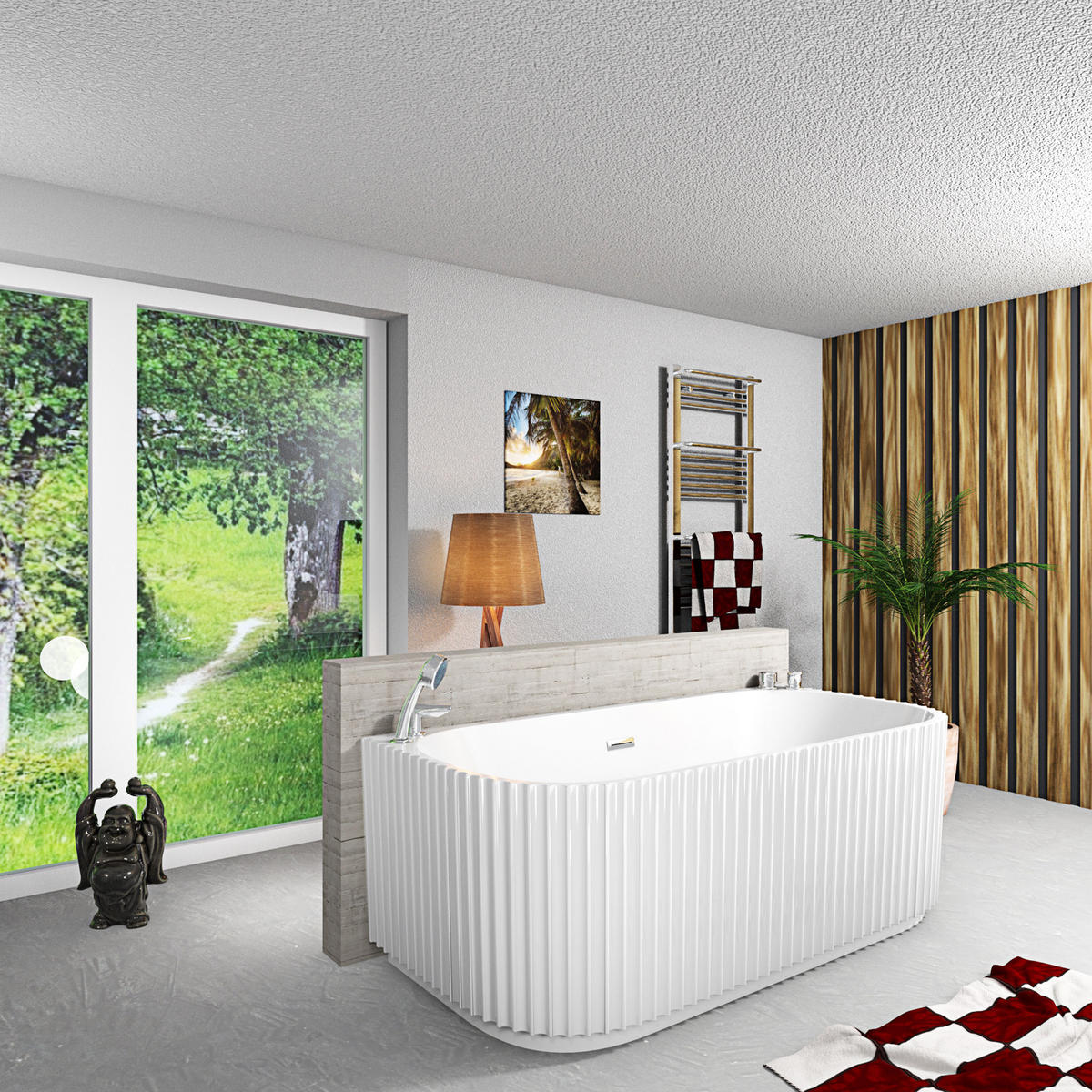 FREISTEHENDE Badewanne Wanne F07 170x80cm Komfort-Armatur - Weiß, Glas/Kunststoff (80/58/170cm) - AcquaVapore by Sandra Jentho