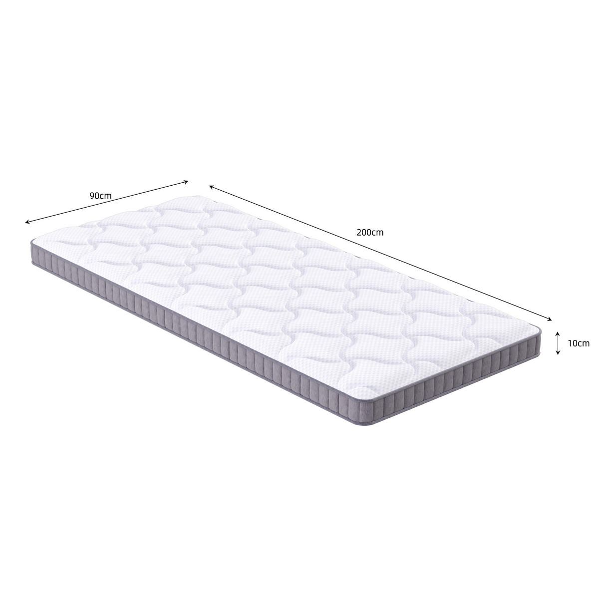 TASCHENFEDERKERNMATRATZE 90/200 cm Weiß, Härte H3 - Weiß, Textil (90/200cm) - Oxeza