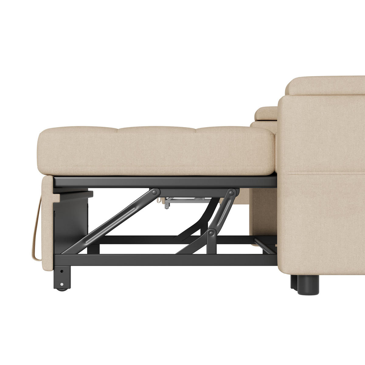SCHLAFSOFA 159/74/92 cm Beige mit Stauraum, Verstellbarer Rückenlehne, Armlehnen-Staufächern und Kissen - Beige, Textil (159/92/142.5cm) - Oxeza