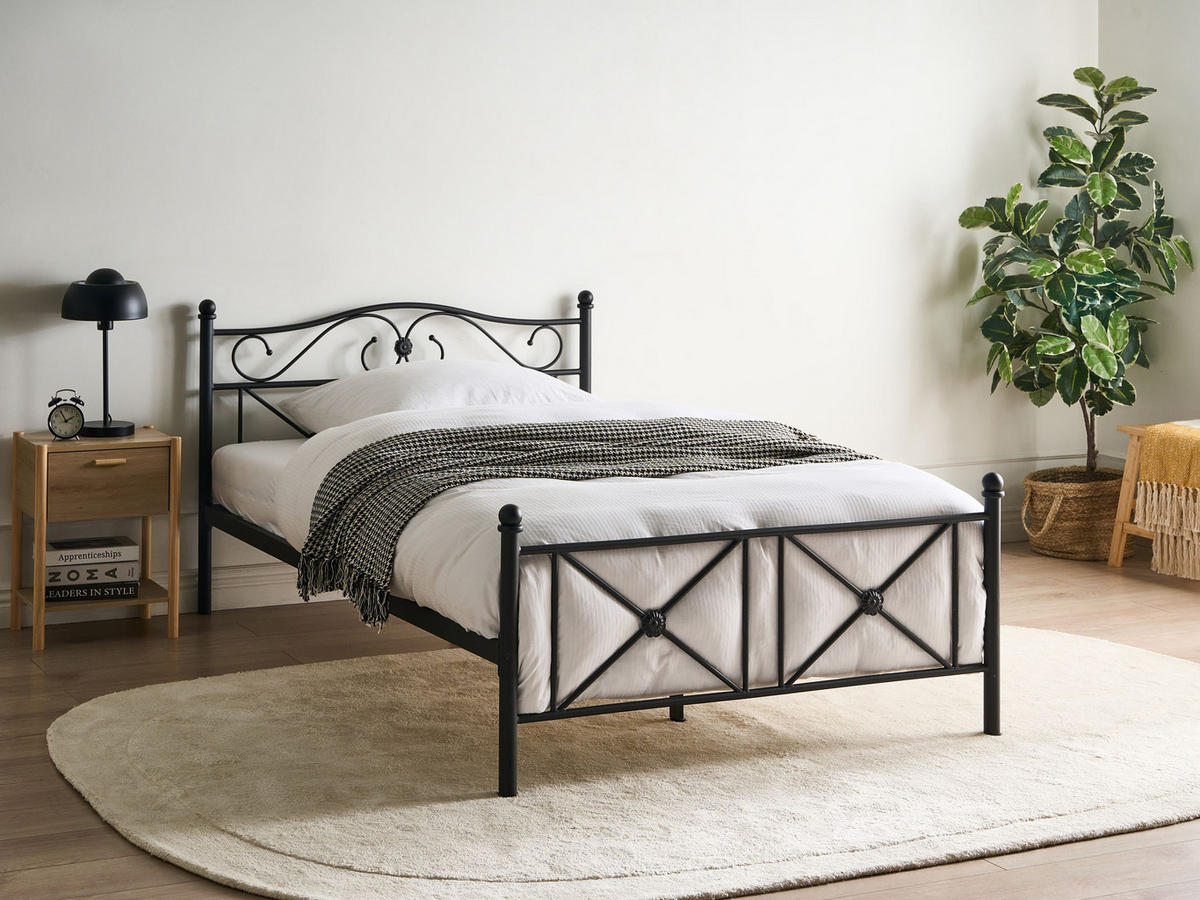 BETT mit Lattenrost 120/200 cm Schwarz Rodez - Schwarz, Metall (120/200cm) - Beliani