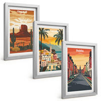 BILDER SET 3er Set - 20x30 cm Silberner Rahmen - Landschaften natürlicher Städte - Silberfarben, Kunststoff (20/30cm) - TULUP