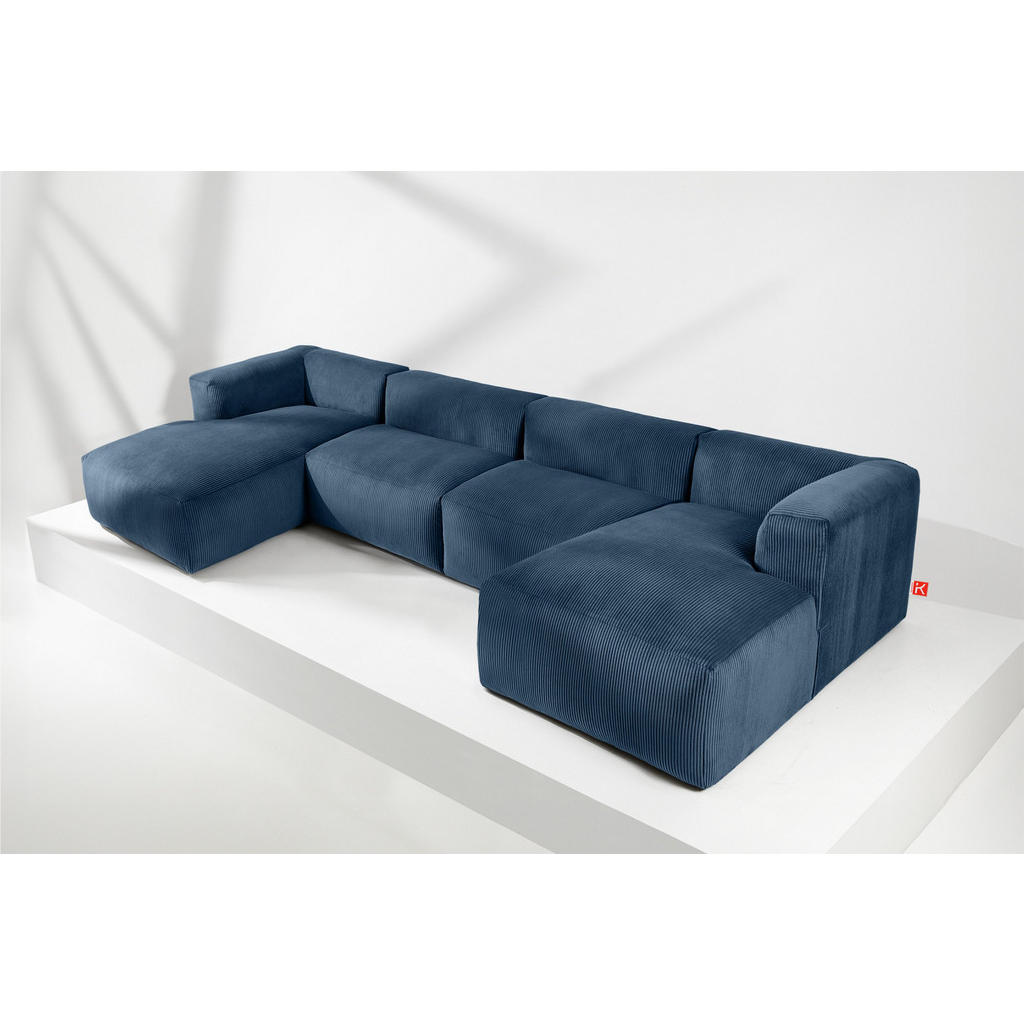 Thumbnail - Konsimo® Panorama-Ecksofa, Blau, Grün, Textil, U-Form,Freiform, 424x73x180 cm, Wohnzimmer, Sofas & Couches, Wohnlandscha...