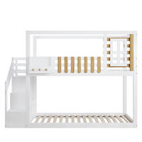 ETAGENBETT 90x200cm in weiß mit mit Treppe, Fenster und Regalkasten - Weiß, Holz (90/200cm) - KOMHTOM