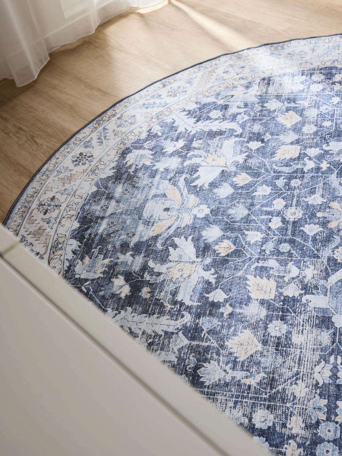 VINTAGE-TEPPICH George waschbar ø 120 cm rund - Blau, Kunststoff (120/120cm) - benuta