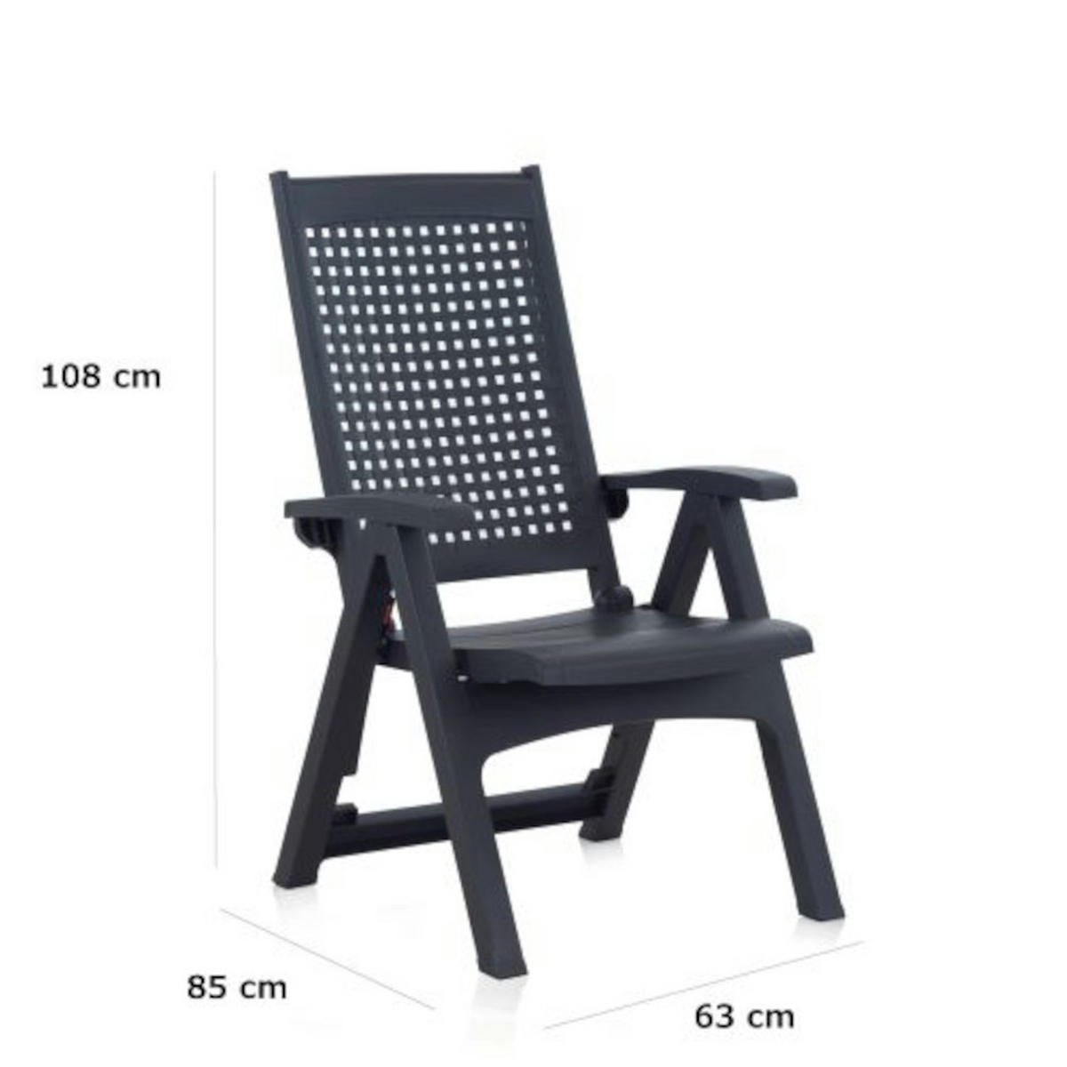KLAPPSTUHL Milano 2er Pack Anthrazit Mit Polster - Anthrazit, Kunststoff (63/108/85cm) - Shaf