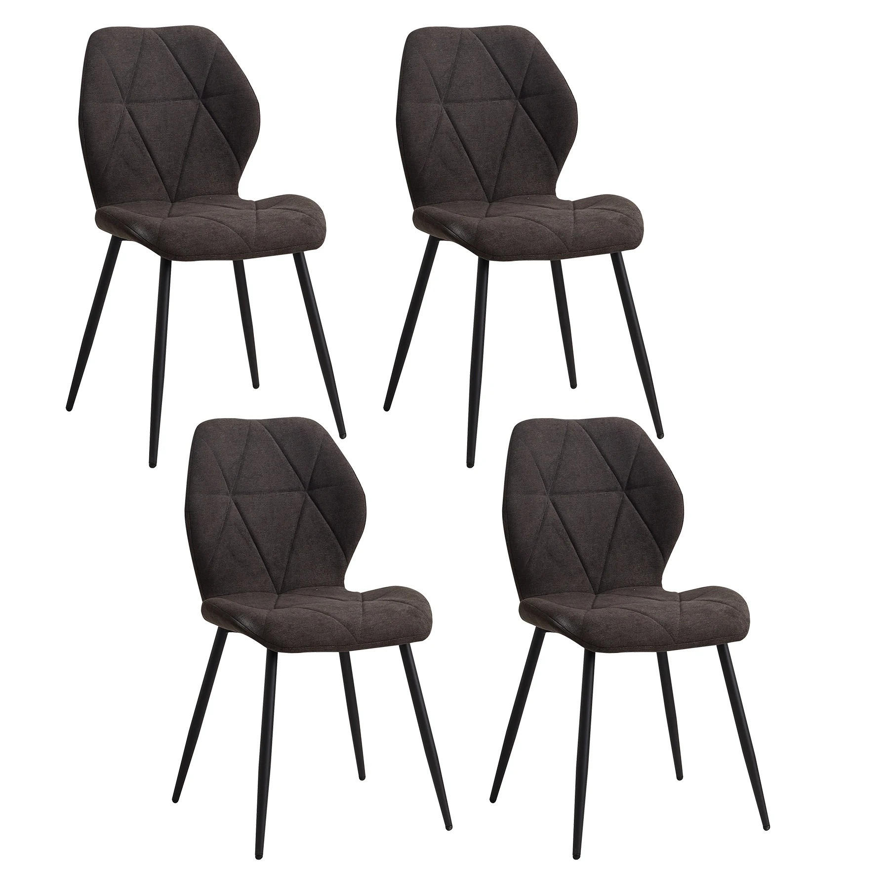ESSZIMMERSTUHL Leinenstoff Gepolstert Metallbeine Schwarz 4-teilig - Schwarz, Textil (48/84/41cm)