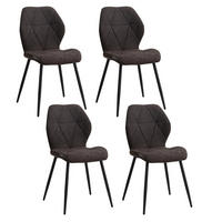 ESSZIMMERSTUHL Leinenstoff Gepolstert Metallbeine Schwarz 4-teilig - Schwarz, Textil (48/84/41cm)