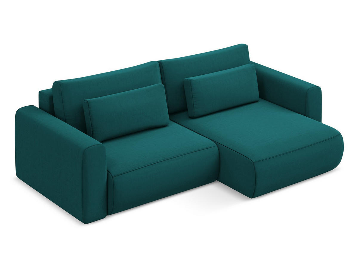 ECKSOFA mit Schlaffunktion Strukturstoff Stoff Grün - Schwarz/Olivgrün, Kunststoff/Textil (148/257cm) - Makamii