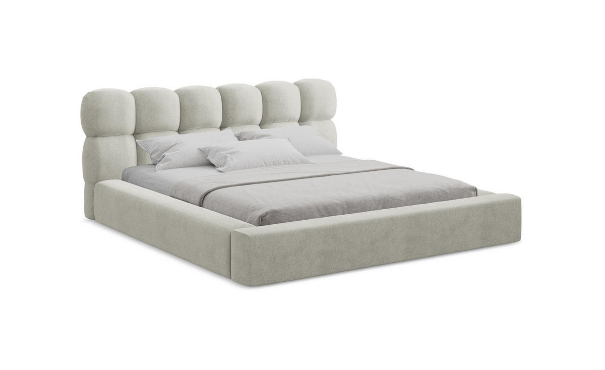 POLSTERBETT mit Bettkasten und Lattenrost 200x240 Grau - Hellgrau/Schwarz, Kunststoff/Textil (160/200cm) - Makamii