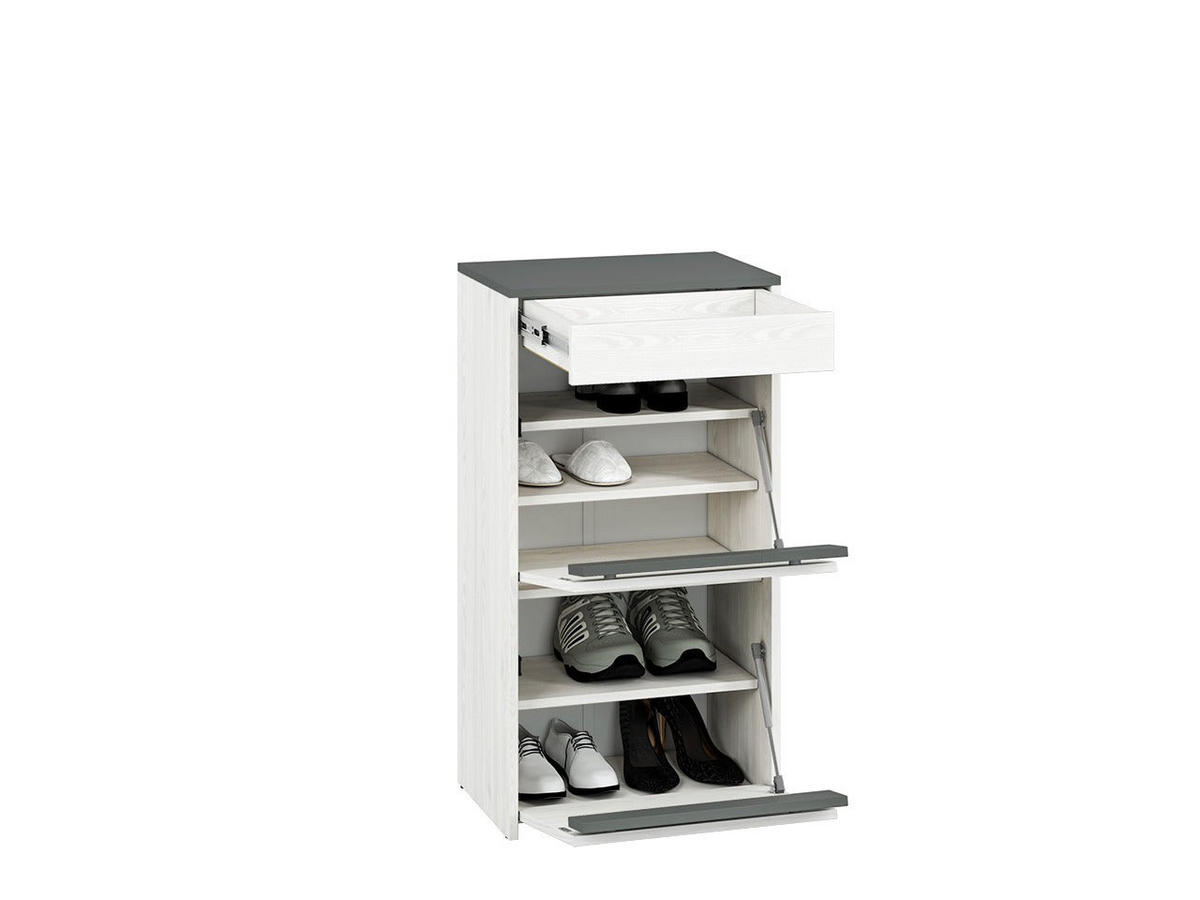 SCHUHSCHRANK – 50 cm – Hyga – Weiß / Eichefarben – Höhe 125 cm - Eichefarben/Weiß, Holzwerkstoff (50/125/34cm) - hi-markt