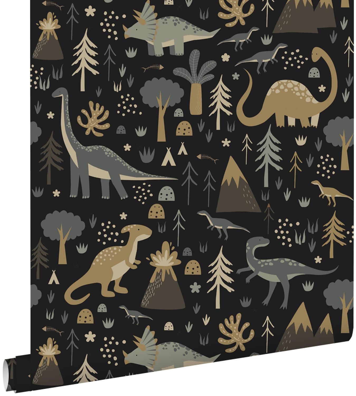 TAPETE Dinosaurier 50 x 900 cm - Schwarz, Papier (50/0.1cm) - ESTAhome