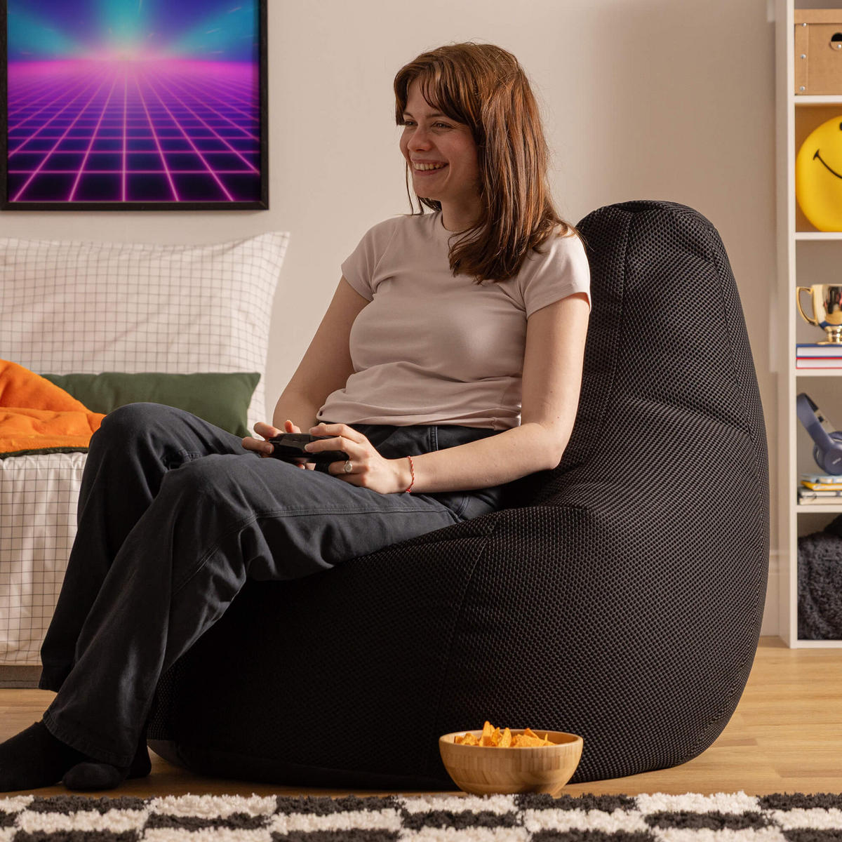 SITZSACK Dalton Techmesh Gaming XXL - Schwarz, Textil (94/85/92cm) - icon