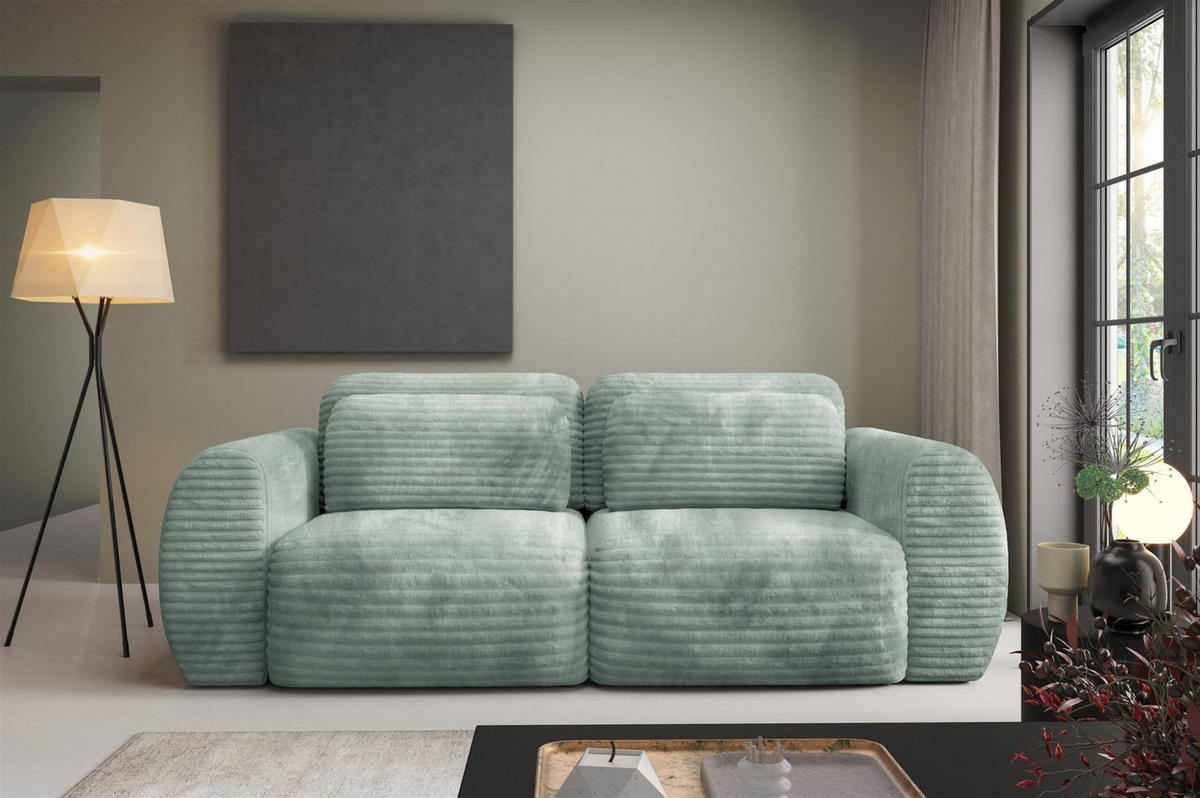 SCHLAFSOFA Simone - Salbeigrün, Holzwerkstoff/Textil (266/95/110cm) - Fun Möbel