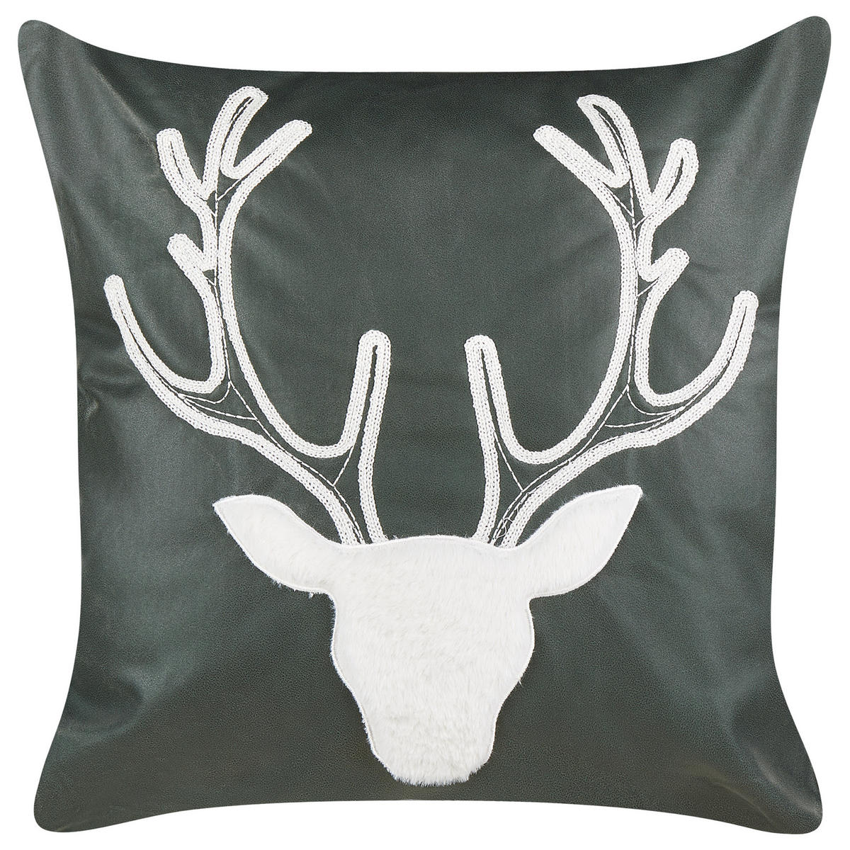 DEKOKISSEN 2er-Set Grün 45/45 cm Bicocca - Weiß/Grün, Textil (45/45cm) - Beliani