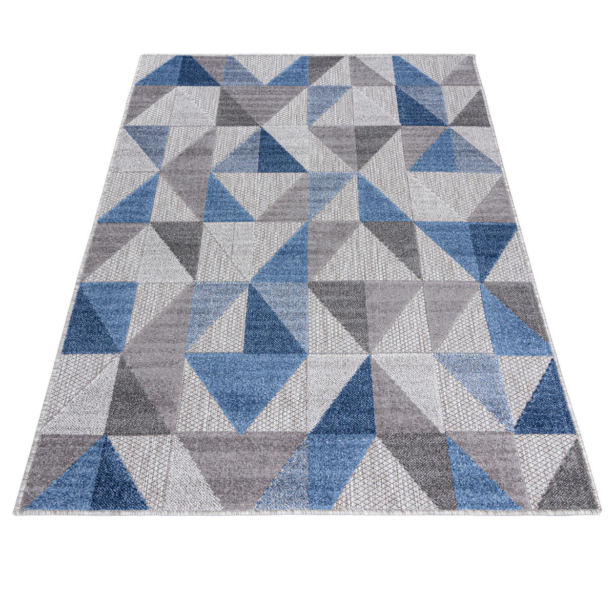 TEPPICH Outdoor Blue Grey Geometrisch Kurzflor Rechteckig- 160x230 cm - Blaugrau, Textil (160/230cm) - Mazovia