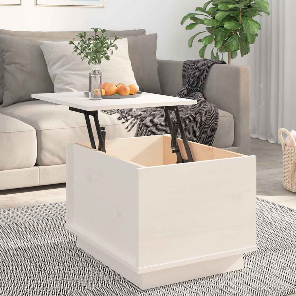 COUCHTISCH Weiß 40x50x35 cm Massivholz Kiefer - Weiß, Holz (40/50/35cm) - furnicato