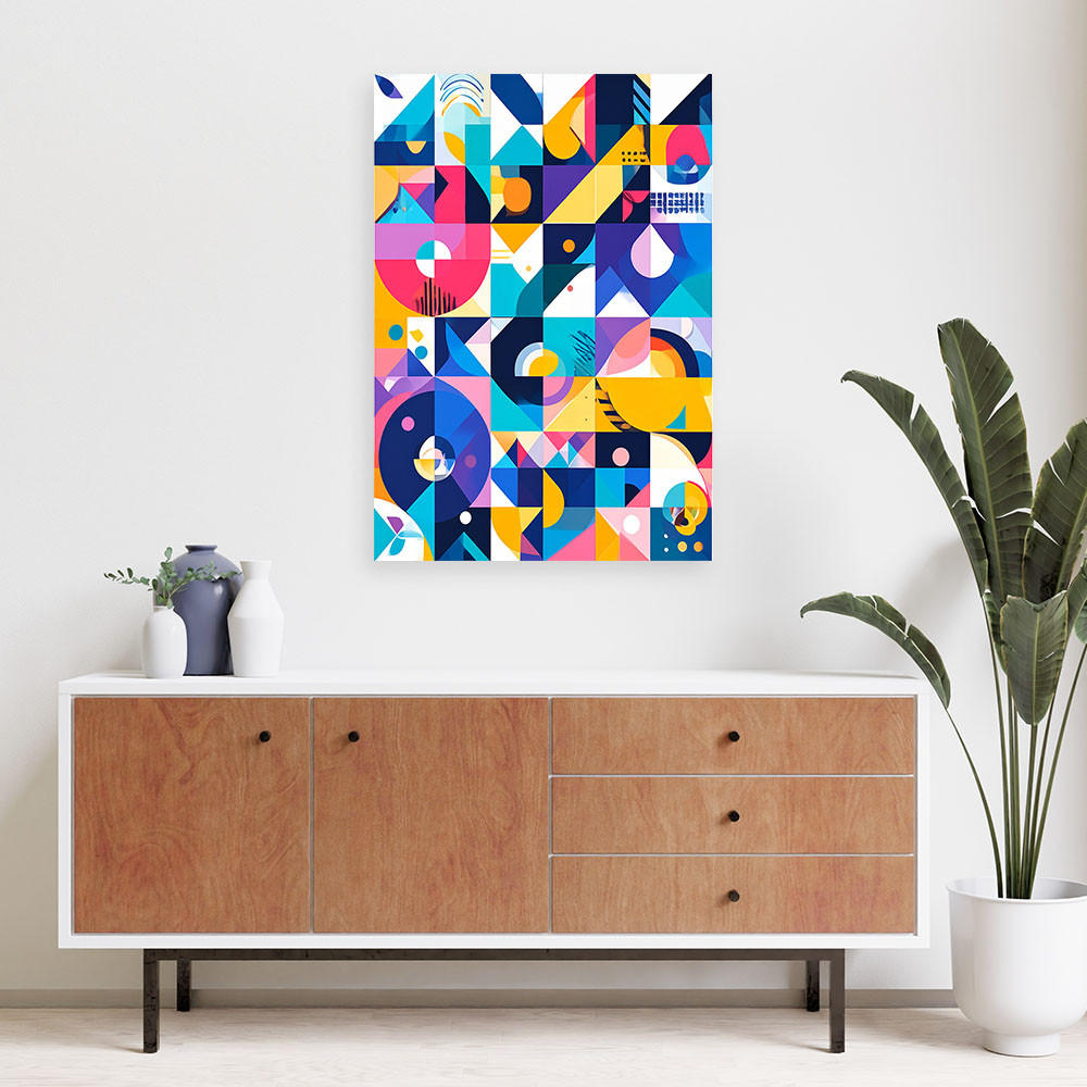 LEINWANDBILD Bauhaus farbenfrohe Abstraktion 60x90cm - Multicolor, Textil (60/90cm) - Feeby