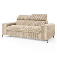 BETTSOFA BENETE Creme Cordstoff mit Schlaffunktion - Creme, Holz/Textil (191/89/92cm) - MASSENO