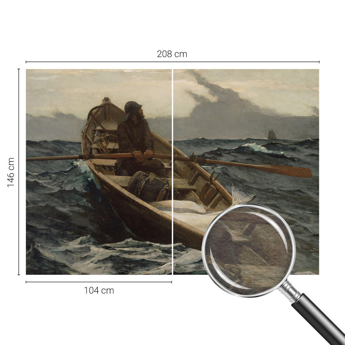 FOTOTAPETE 208x146 cm - Fischer auf See - Grau, Textil (208/146cm) - Wallfluent