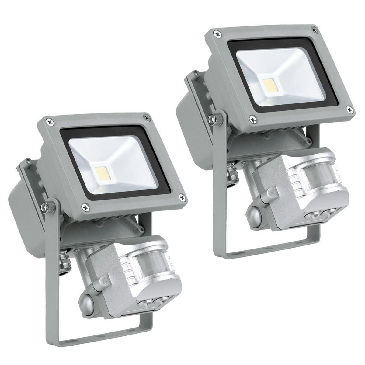 LED STRAHLER ALU Silber 2er Set - Silberfarben, Glas (11.5/11/15cm)