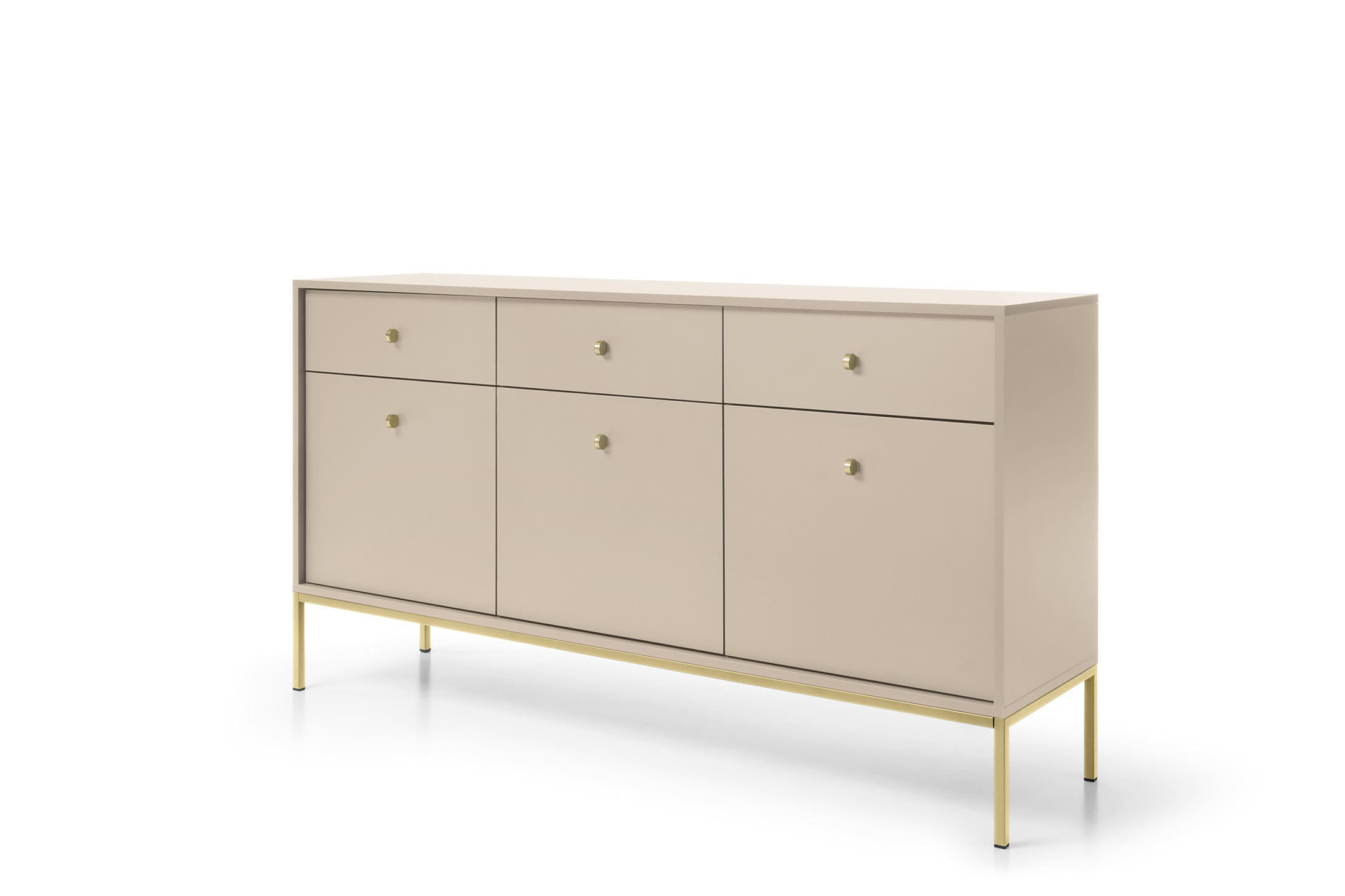 KOMMODE - kommode Melody III 154 Beige + Gold - Beige/Goldfarben, Holzwerkstoff (154/83/39cm) - Möblo