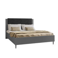 DOPPELBETT Luk III 160/200 cm ohne Matratze, Lattenrost, Bettkasten, grau, schwarz - Schwarz/Grau, Kunststoff (160/200cm) - Margaret Hadas24