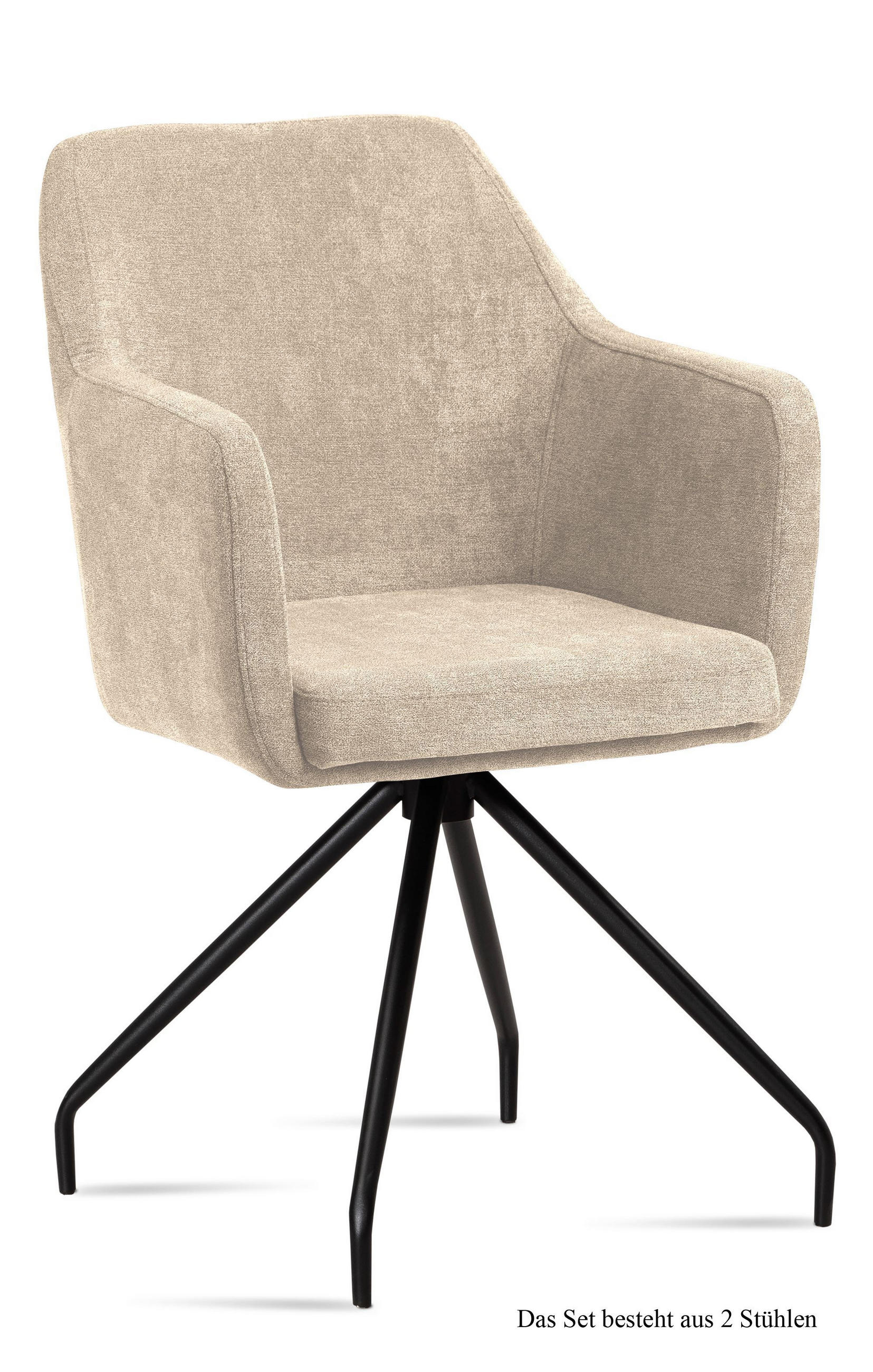 ARMLEHNSTUHL (2er-Set) Dijana 57x87x60 Schwarz/Natur - Schwarz/Naturfarben, Kunststoff (60/87/57cm) - 58aufmkessel