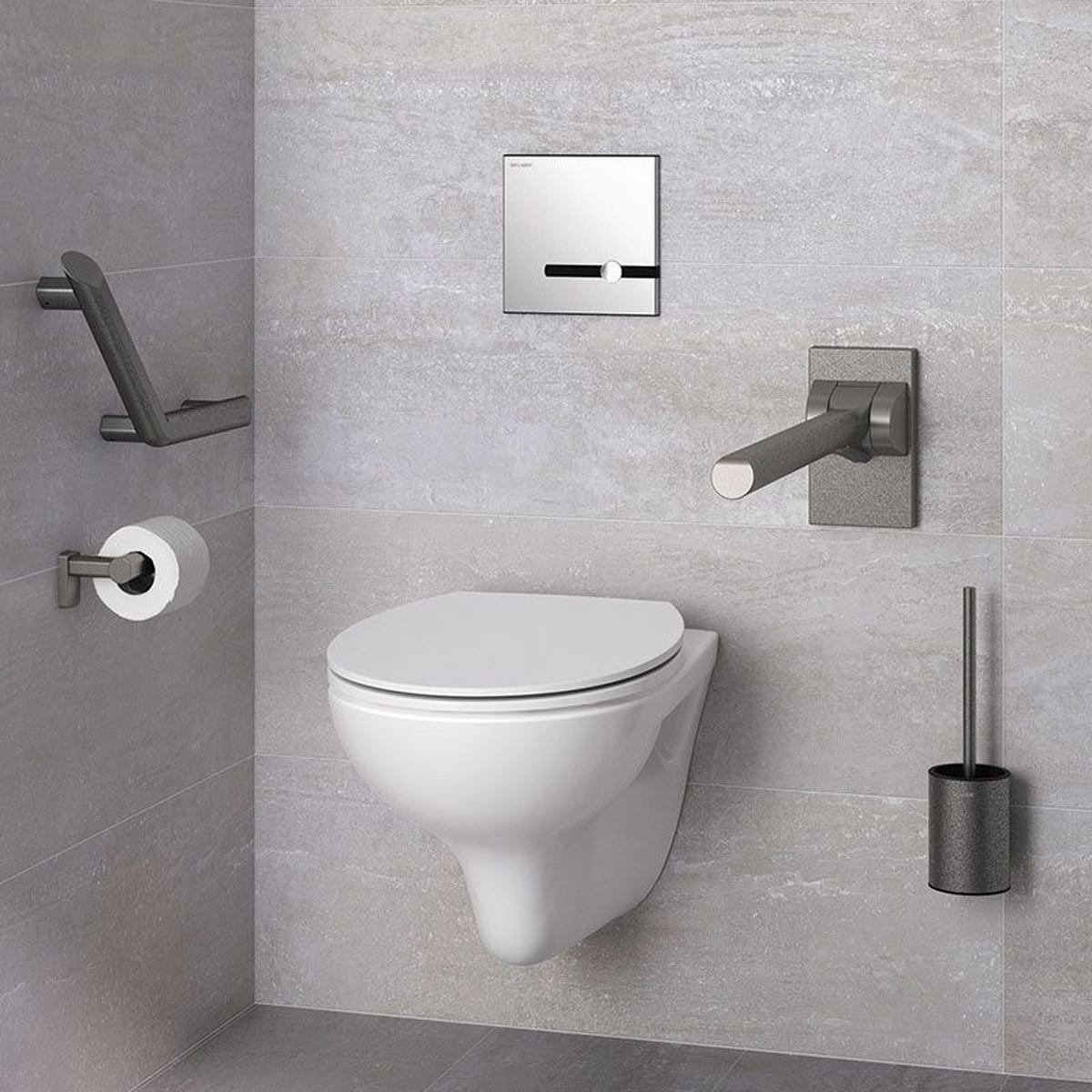 WC-BÜRSTENGARNITUR Wandmontage Edelstahl anthrazit-metallic - Anthrazit, Metall (12/10/36cm) - Delabie