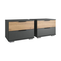 NACHTKONSOLE 2ER SET Gibraltar graphit / Eiche Artisan 52 / 38 / 40cm - Eichefarben/Graphitfarben, Holz/Holzwerkstoff (52/40/38cm) - Wimex