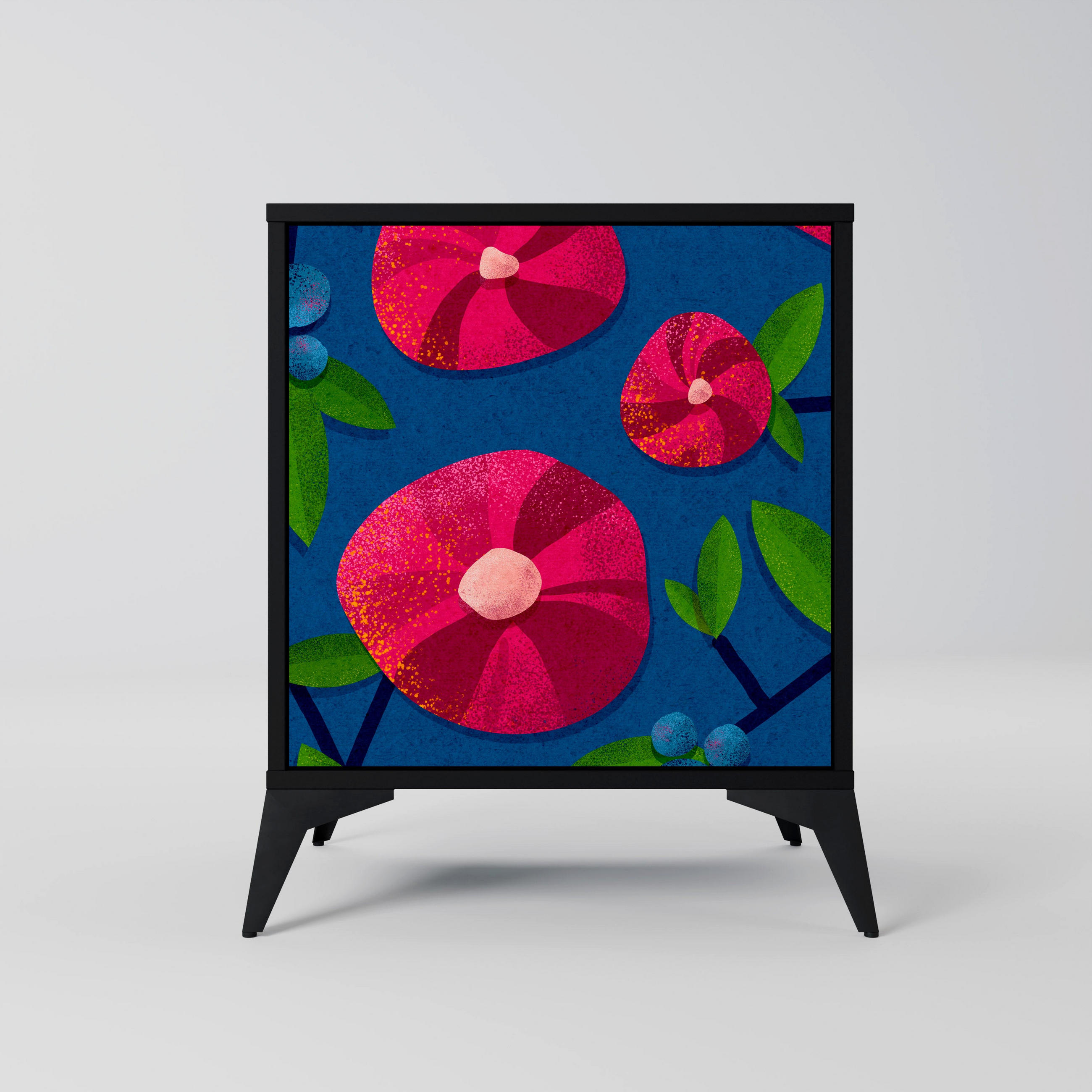 SIDEBOARD SPRING THOUGHTS, Schwarz, 57,5x42x70,5 cm, Schwarze Metall-Sternfüße - Multicolor/Schwarz, Holzwerkstoff/Metall (57.5/70.5/42cm) - SpaceRebels