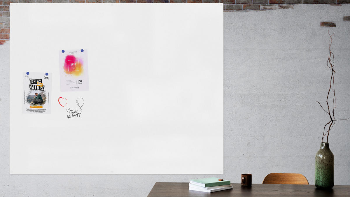 MAGNETPLATTE rahmenloses SLIMboard - Magnetisches trocken abwischbares Whiteboard 150x120 cm - Weiß, Metall (150/120/0.3cm) - ALLboards