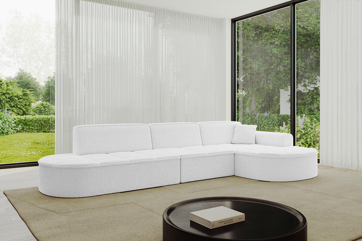 ECKSOFA Ottomane Rechts TARO-L2 - 328x171x79,5 cm Weiß - Weiß, Holzwerkstoff/Textil (328/171cm) - ALTDECOR