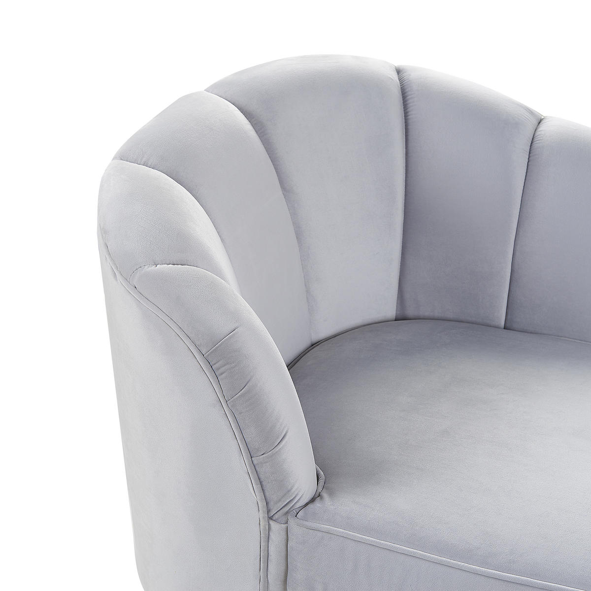 CHAISELONGUE Samtstoff hellgrau linksseitig Allier - Goldfarben/Grau, Textil (150/75/76cm) - Beliani