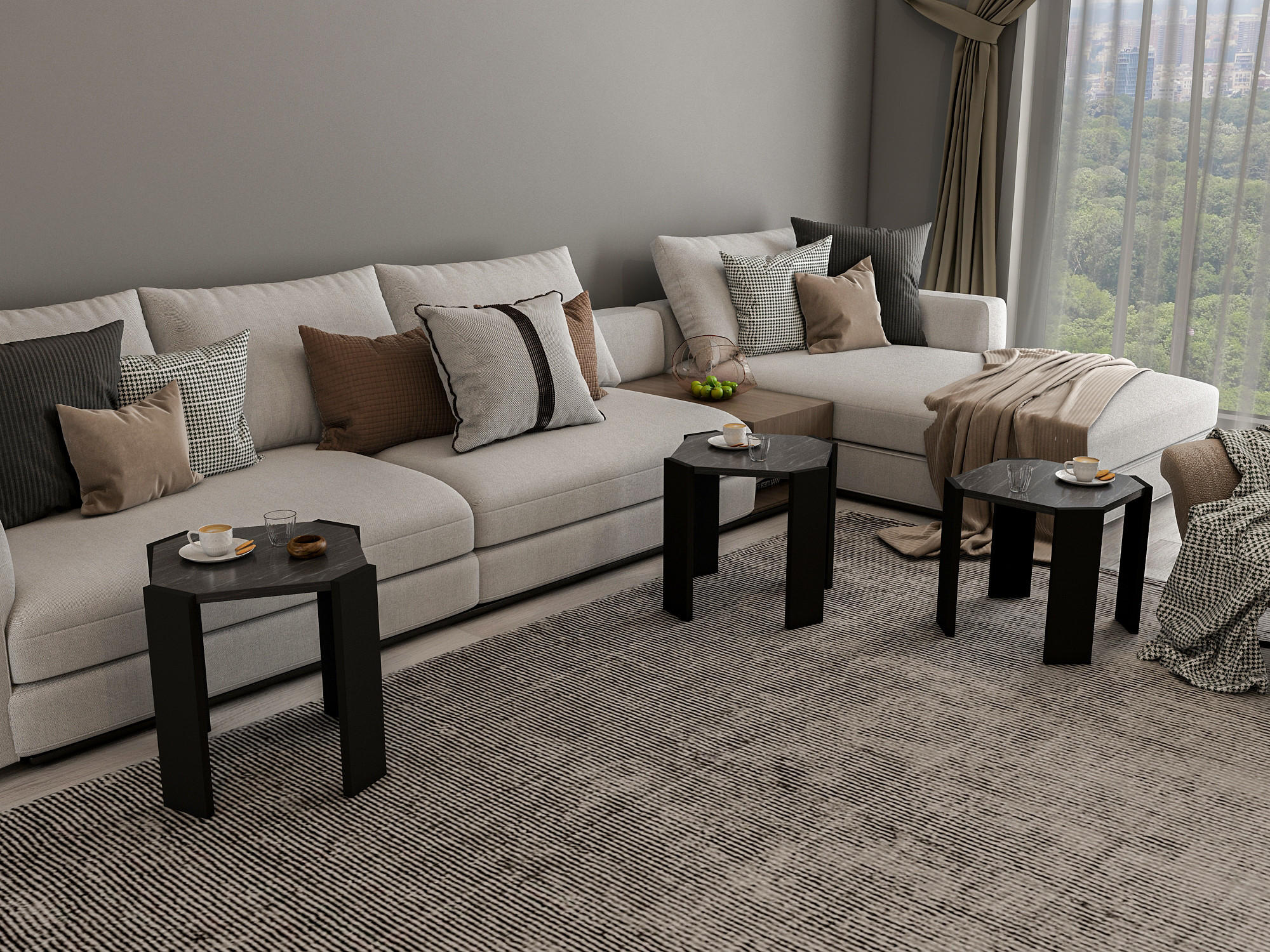COUCHTISCH Lori Schwarz Marmor - Anthrazit/Schwarz, Holzwerkstoff (44.5/44.5/41cm) - Decorotika