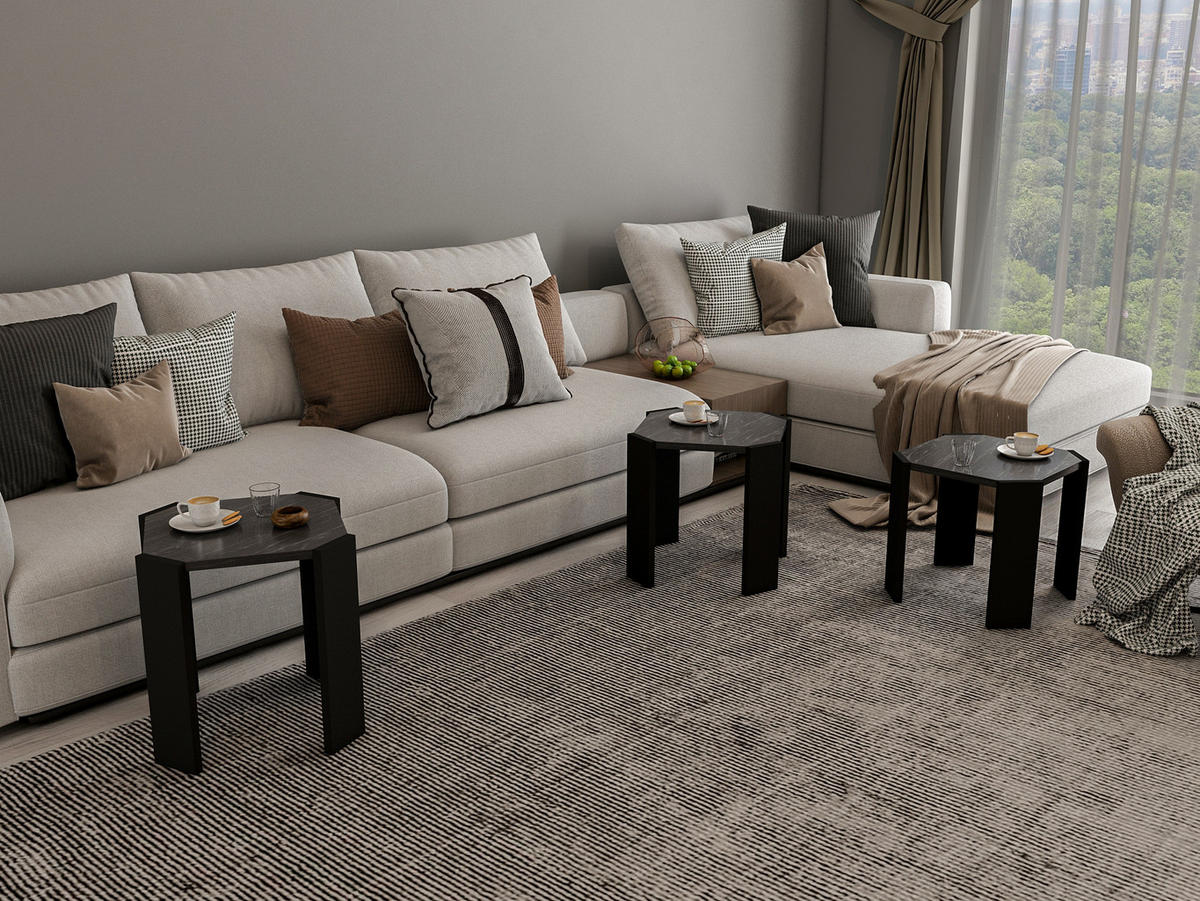 COUCHTISCH Lori Schwarz Marmor - Anthrazit/Schwarz, Holzwerkstoff (44.5/44.5/41cm) - Decorotika