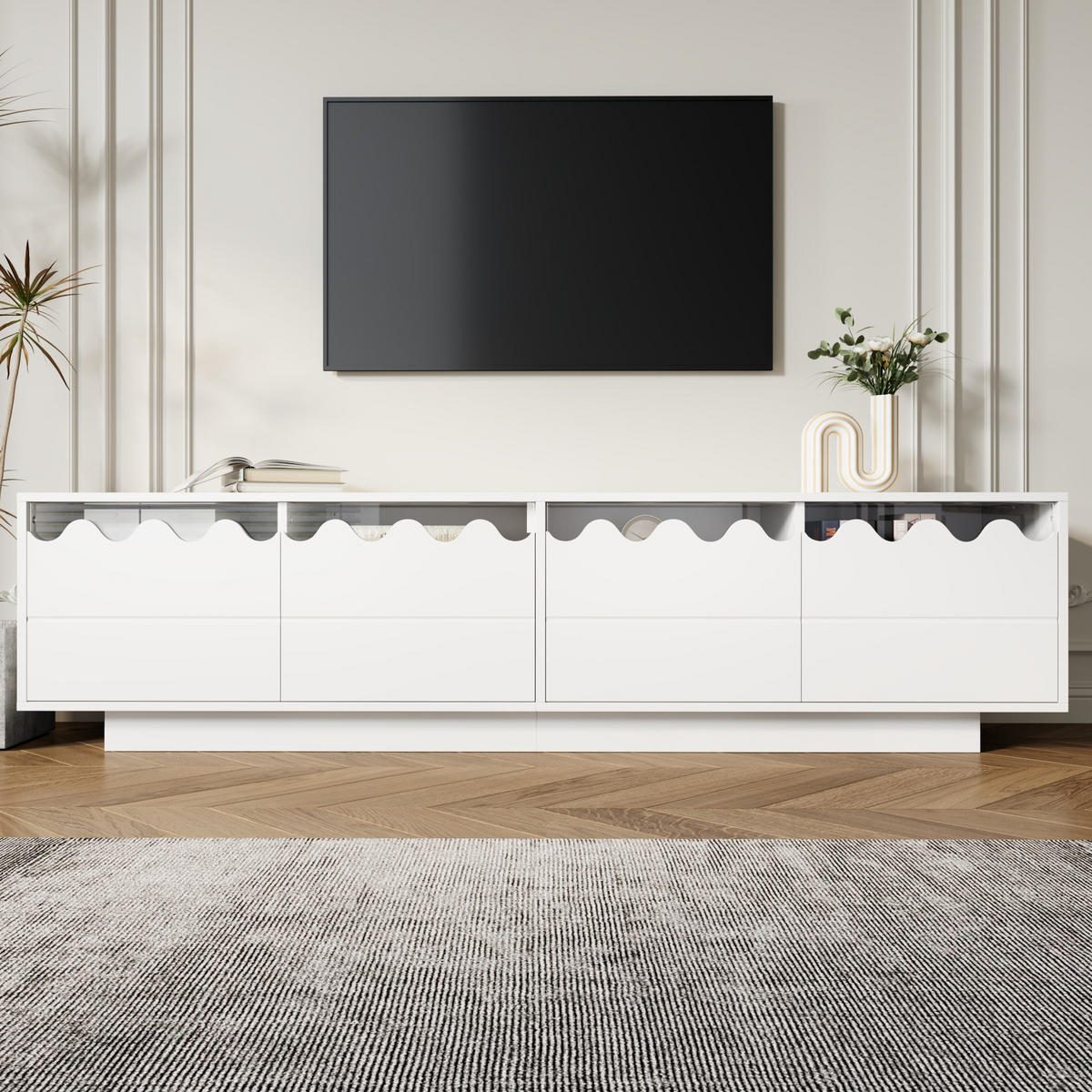 TV-ELEMENT mit 4 Türen 170 x 40 x 45 cm Weiß MDF/Spanplatte - Weiß, Holzwerkstoff (45/40/170cm) - Beauniv