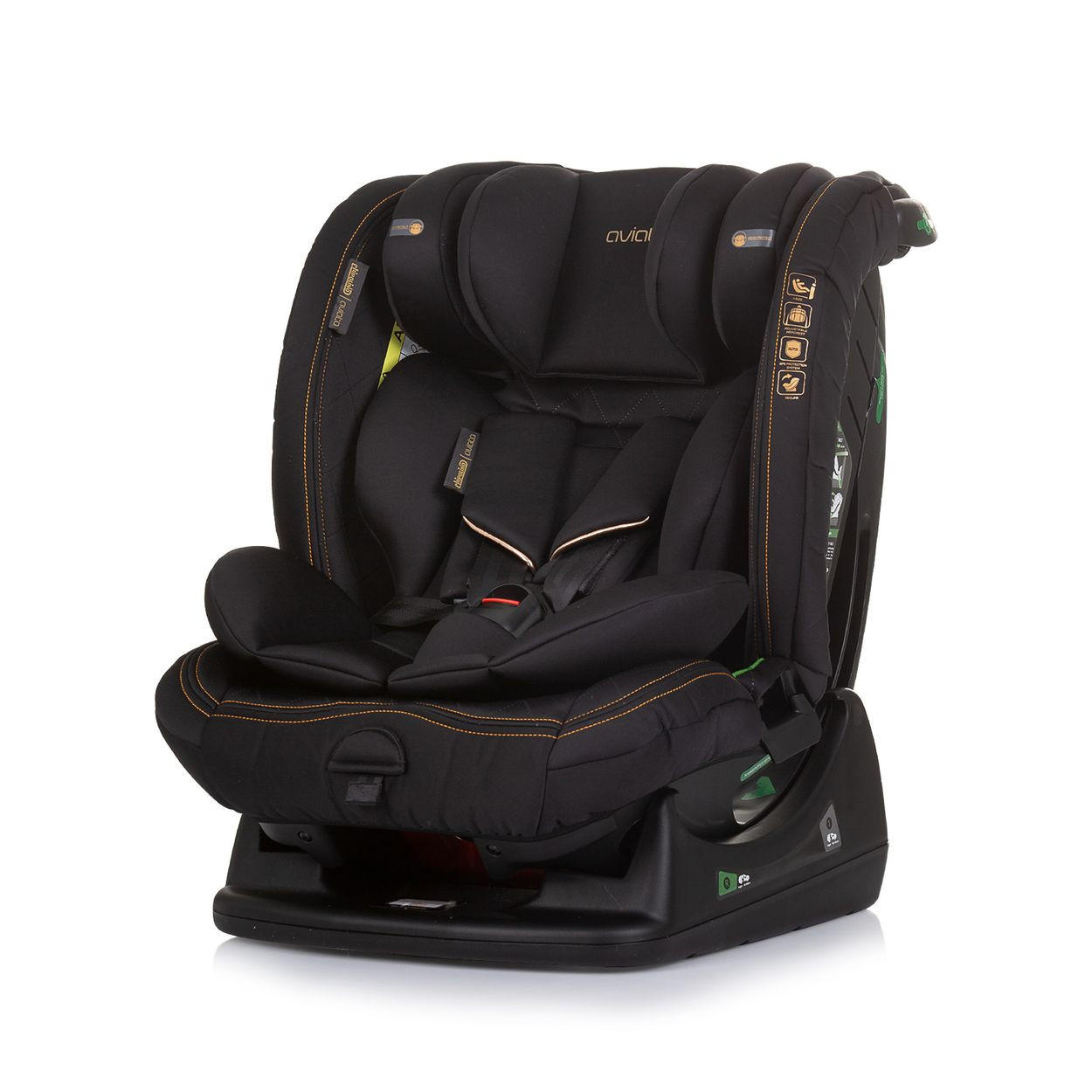 KINDERSITZ i-Size Aviato schwarz (40 - 150 cm) Gruppe 0/1/2/3, verstellbar - Schwarz/Orange, Kunststoff (44/58/51cm) - Chipolino