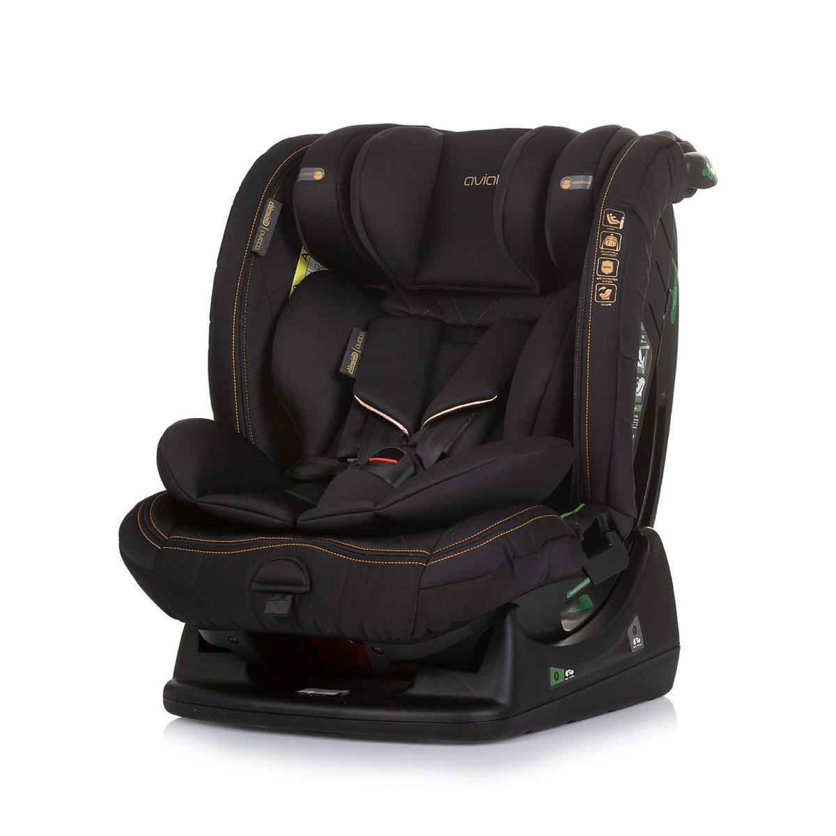 KINDERSITZ i-Size Aviato schwarz (40 - 150 cm) Gruppe 0/1/2/3, verstellbar - Schwarz/Orange, Kunststoff (44/58/51cm) - Chipolino