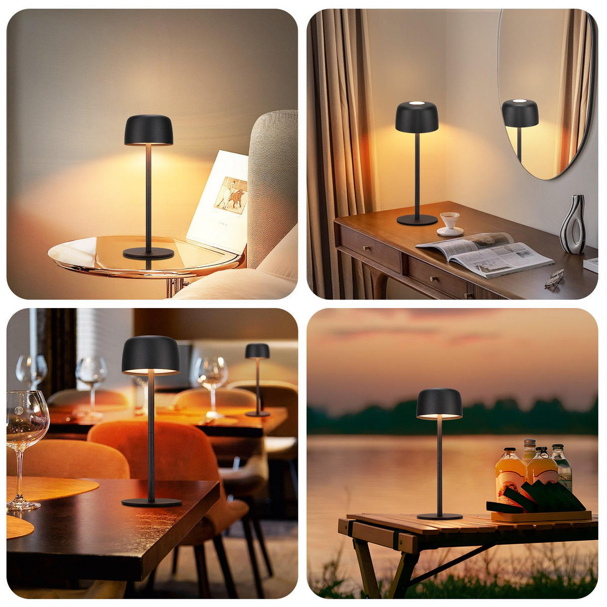 LED stolní lampa Aalbano 9/9/25cm - černá, kov (9/9/25cm) - Nettlife