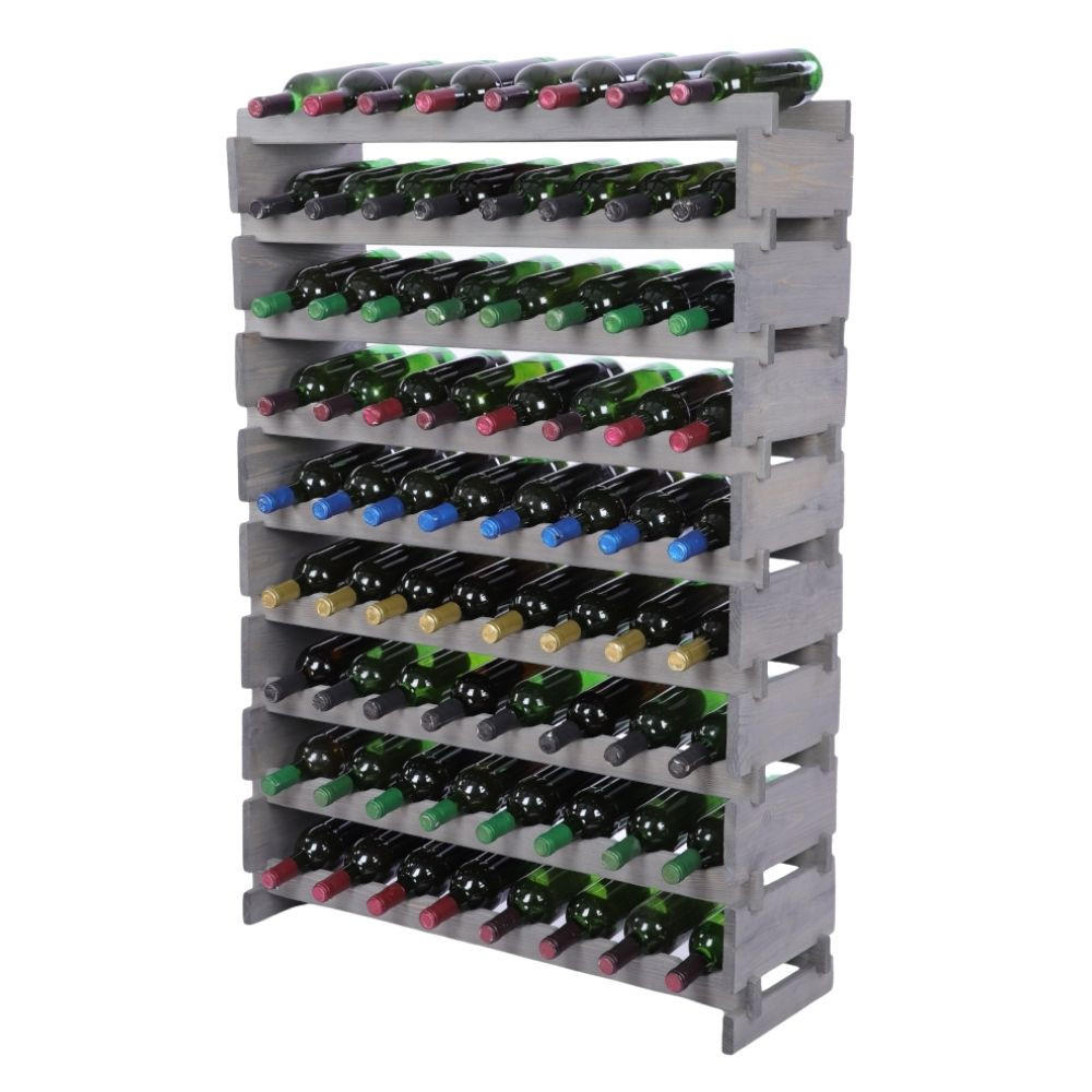 WEINREGAL VINOTECA FLEX PRO HxBxT 121x84x28cm 72 Flaschen auf 9 Ebenen Grau - Grau, Holz (84/121/28cm) - PROREGAL