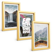BILDER SET 3er Set - 20x30 cm Goldrahmen - Wasserfall Berge Natur Boot - Goldfarben, Kunststoff (20/30cm) - TULUP