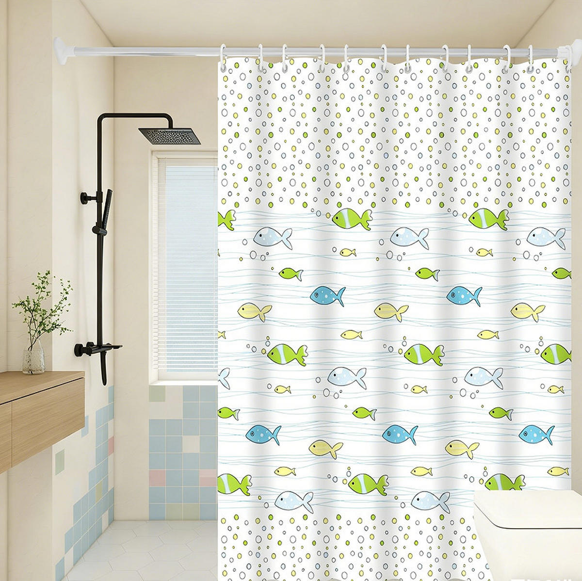 DUSCHVORHANG – 180 x 200 cm – inklusive Haken - Multicolor, Kunststoff (180/200cm)
