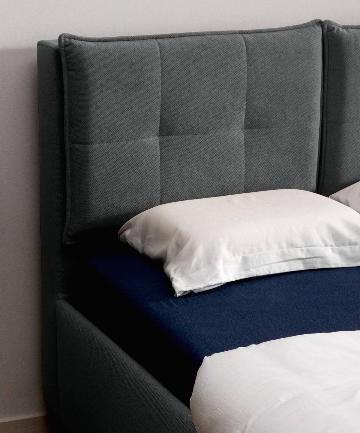 POLSTERBETT Belleo Dunkelgrau 140x200 cm - Dunkelgrau/Schwarz, Textil/Metall (140/200cm) - Selsey