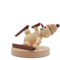 HOLZFIGUR Schneemann Junior Skiunfall auf Sockel 6 cm - Multicolor, Holz (8/1/0.1cm)